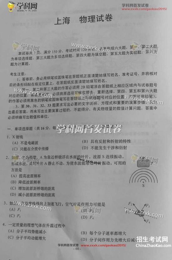 2015年上海高考物理试题